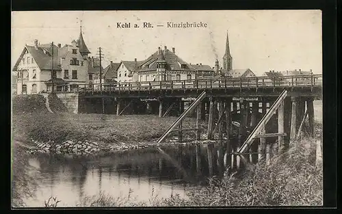 AK Kehl / Rhein, Flusspartie an der Kinzigbrücke