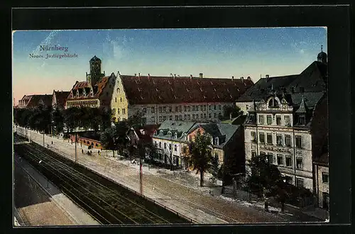 AK Nürnberg, Strassenpartie vor dem neuen Justizgebäude