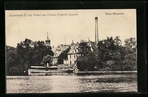 AK Klein-Glienicke, Jagdschloss des Prinzen Friedrich Leopold vom Wasser aus