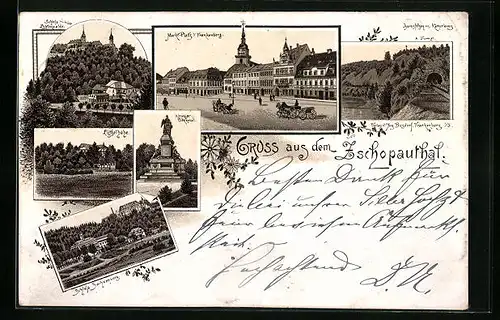 Vorläufer-Lithographie Frankenberg /Sa., 1893, Lützelhöhe, Schloss Sachsenburg