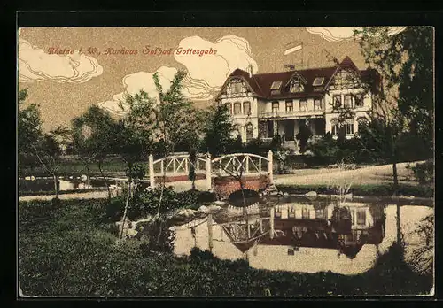 AK Rheine i. W., Kurhaus Solbad Gottesgabe - Gartenansicht mit Teich