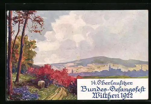 Künstler-AK Wilthen, 14. Oberlausitzer Bundes-Gesangsfest 1922