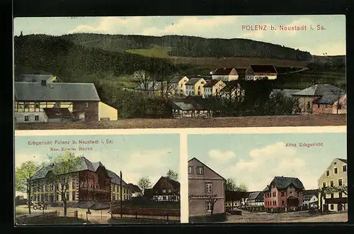 AK Polenz b. Neustadt, Ortsansicht mit Altem Erbgericht