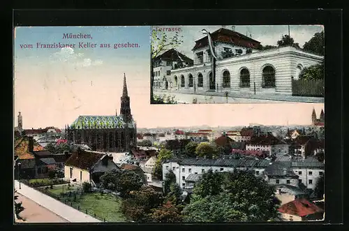 AK München, Ortsansicht vom Franziskaner Keller aus gesehen