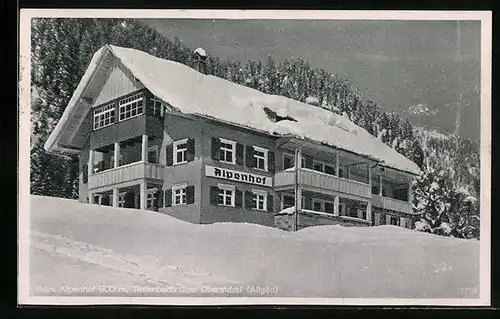 AK Tiefenbach, Haus Alpenhof im Schnee