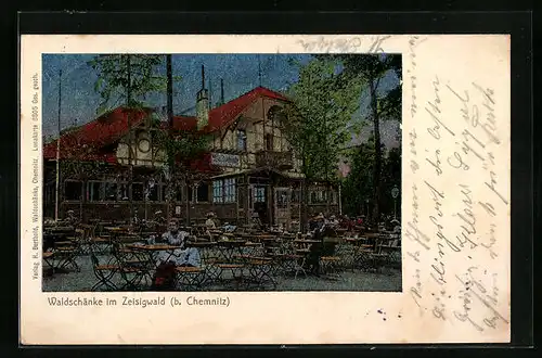 Luna-AK Chemnitz i. Zeisigwald, Waldschänke mit Terrassen