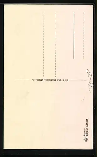 Steindruck-AK Deggendorf, Passanten am Rathaus