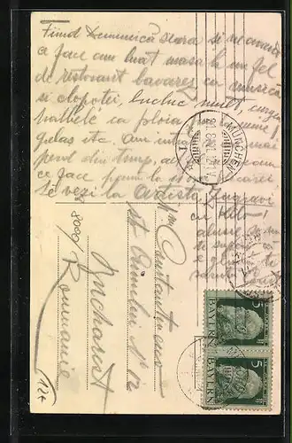 AK München, Hotel Peterhof mit Innenansicht