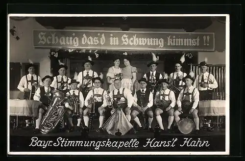 AK Bayr. Stimmungskapelle Hans`l Hahn mit Instrumenten