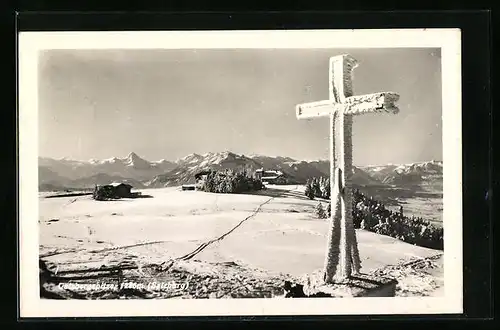 AK Salzburg, Gaisbergspitze mit Gipfelkreuz im Schnee