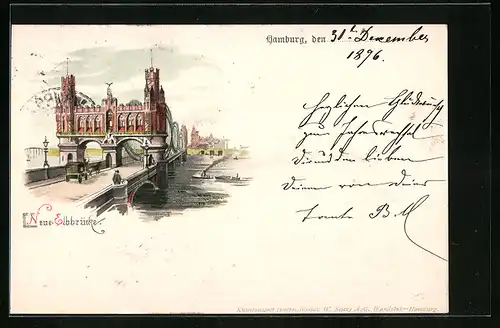Lithographie Hamburg-Rothenburgsort, Neue Elbbrücke
