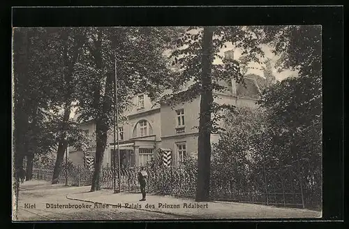 AK Kiel, Düsternbrooker Allee mit Palais des Prinzen Adalbert