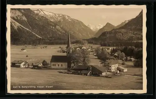 AK Zell bei Ruhpolding, Gesamtansicht mit Kirche