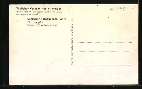 AK Minden i. W., Teilansicht mit Wesertor und Fähre Porta Westfalica