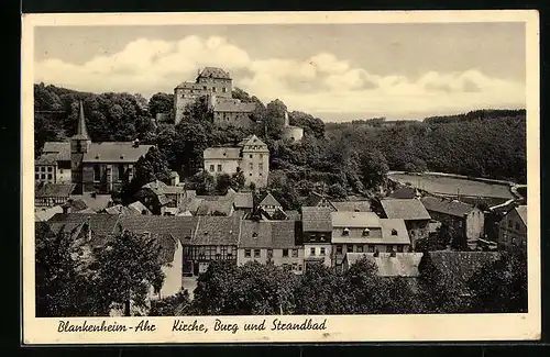 AK Blankenheim / Ahr, Kirche, Burg und Strandbad