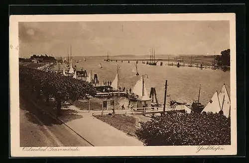 AK Travemünde / Ostsee, Panorama vom Yachthafen