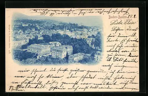 AK Baden-Baden, Teilansicht mit Kirche