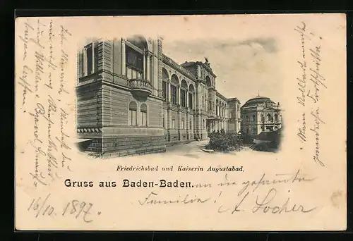 AK Baden-Baden, Friedrichsbad und Kaiserin Augustabad