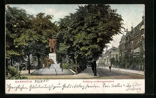 AK Mannheim, Kaiserring mit Bismarckdenkmal