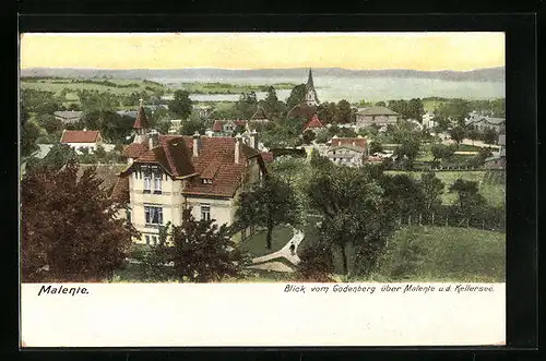 AK Malente, Blick vom Godenberg über den Ort u. d. Kellersee