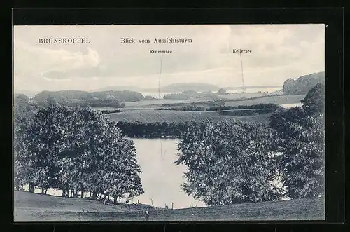 AK Brunskoppel, Blick vom Aussichtsturm mit Krummsee und Kellersee