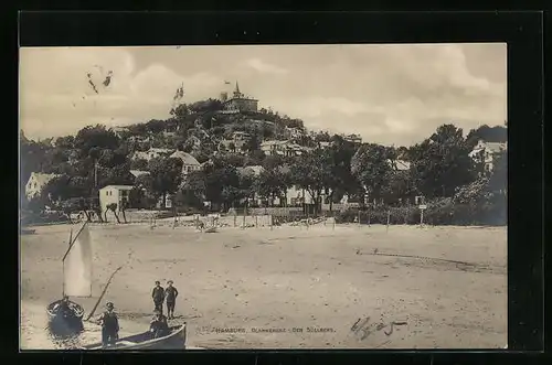 AK Hamburg-Blankenese, Der Süllberg u. Segelboot