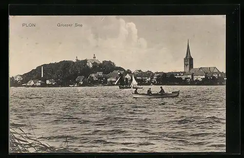 AK Plön, Grosser See mit Booten