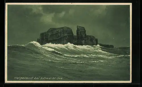 AK Helgoland, Teilansicht bei schwerer See