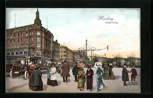 AK Hamburg-Neustadt, Jungfernstieg mit Strassenbahn