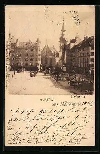 AK München, Partie am Marienplatz