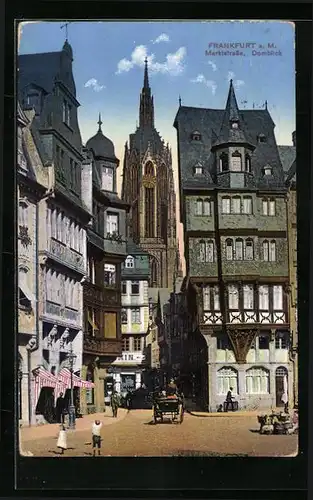 AK Alt-Frankfurt, Marktstrasse mit Domblick