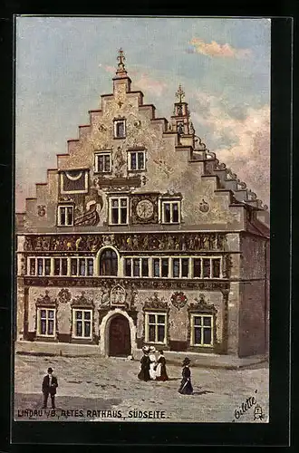 Künstler-AK Lindau i. B., Altes Rathaus, Südseite