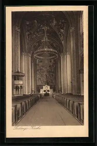 AK München, Innenansicht der Ludwigs-Kirche