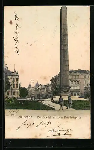 AK München, Der Obelisk auf dem Karolinenplatz