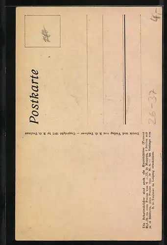 Künstler-AK Diefenbach: Schattenbild Göttl. Jugend II. BL 27, Kind mit Triangel auf einer Blüte