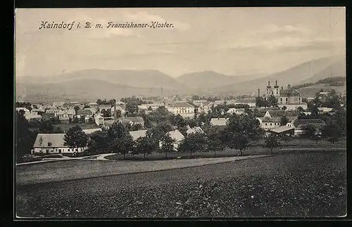 AK Haindorf i. B., Teilansicht mit Franziskaner-Kloster