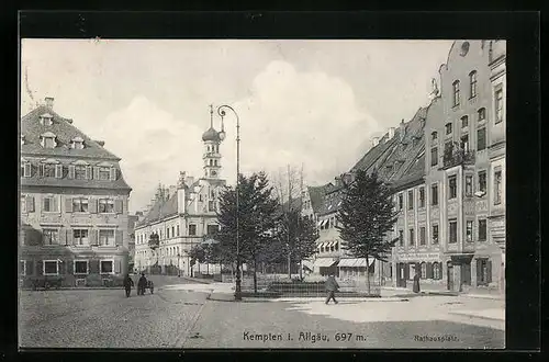 AK Kempten i. Allgäu, Rathausplatz mit Brauerei