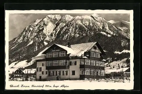 AK Oberstdorf /Bayr. Allgäu, Christliches Hospiz im Schnee