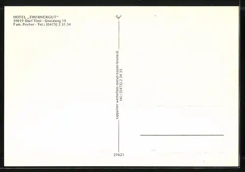 AK Dorf Tirol, Hotel Thurnergut mit Schwimmbecken, Gneidweg 19