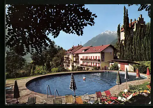 AK Dorf Tirol bei Meran, Hotel Thurnergut mit Schwimmbecken