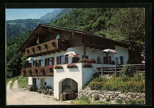 AK Dorf Tirol /St. Peter, Jausenstation Weissgütl