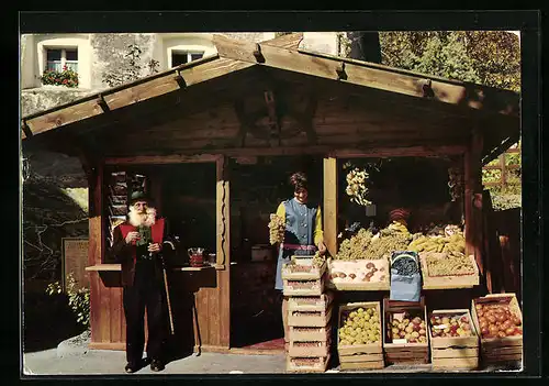 AK Dorf Tirol bei Meran, Obstkiosk