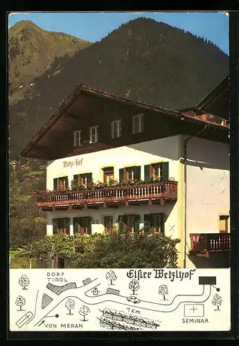 AK Dorf Tirol bei Meran, Pension Elsler-Wetzlhof, Plan mit Seminar