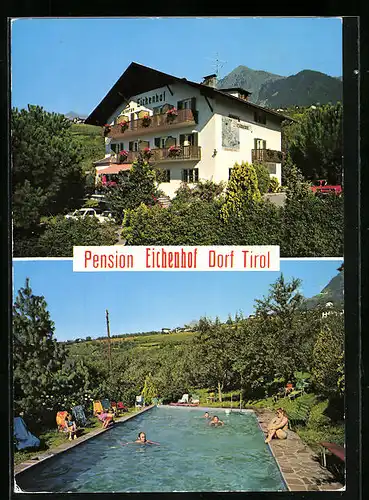 AK Dorf Tirol bei Meran, Pension Eichenhof, Schwimmbecken