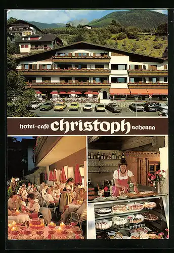 AK Schenna bei Meran, Hotel-Cafe Christoph, Schennastrasse 2, Innenansichten
