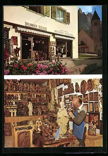 AK Seis am Schlern, Bildhauer Vinzenz Sommavilla, Hauptplatz 41-2, Innenansicht