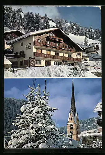 AK St. Christina /Grödental, Pension Garni Garden und Ortspartie im Schnee