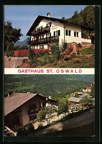 AK Kastelruth, Gasthaus St. Oswald, Teilansicht