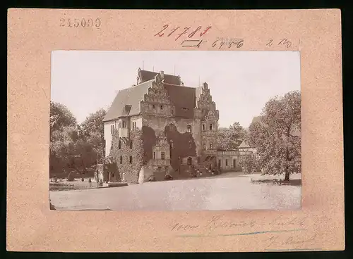 Fotografie Brück & Sohn Meissen, Ansicht Heynitz, Blick auf das Herrenhaus vom Garten aus gesehen