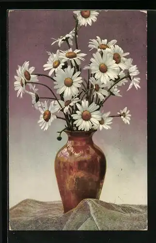 Künstler-AK Photochromie Nr. 662: Gänseblumen in einer Vase